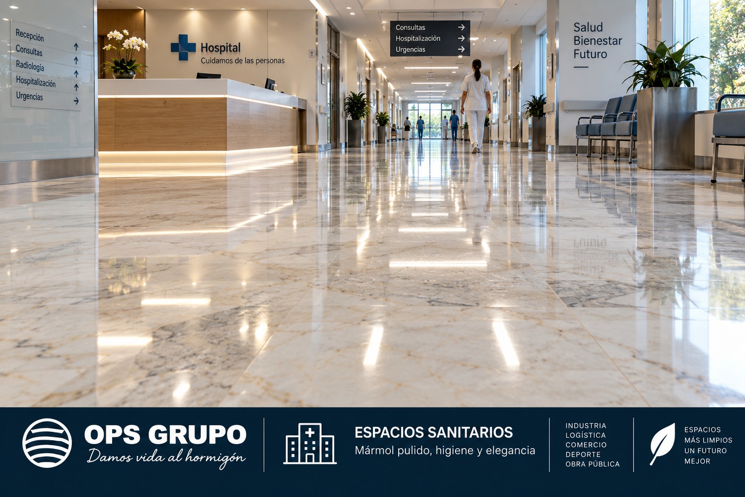 Suelo de mármol pulido y abrillantado en Valencia